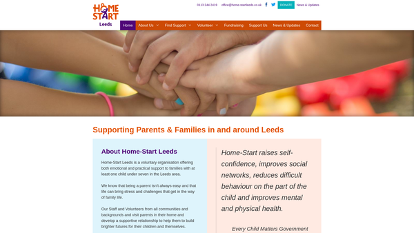 Screenshot of the Home-Start Leeds website