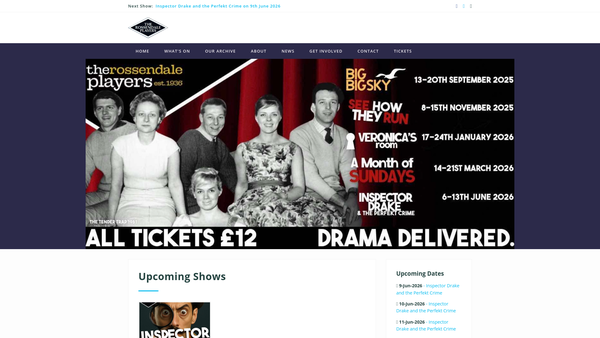 Screenshot of the The Rossendale Players website