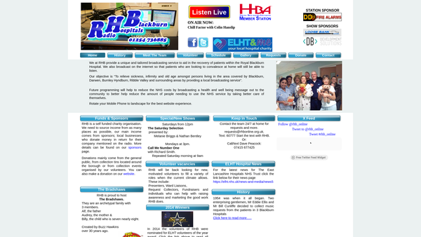 Screenshot of the Radio Hospitals Blackburn website