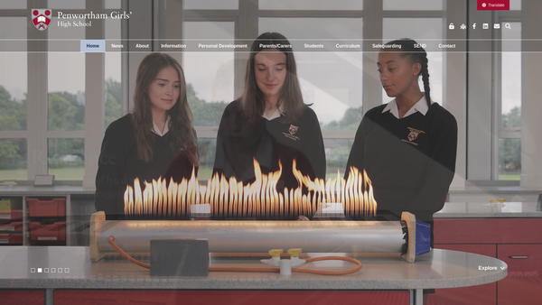Screenshot of the The Penwortham Girls High School Trust website