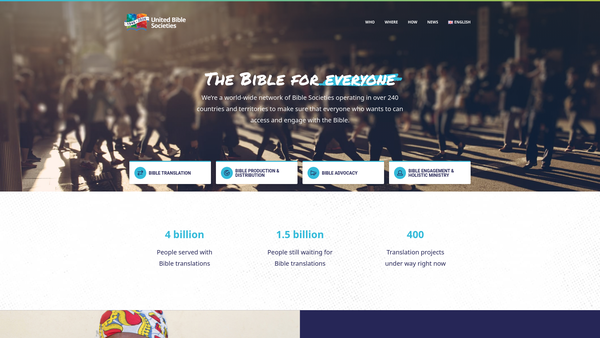 Screenshot of the United Bible Societies Association website