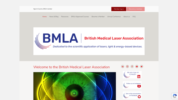 Screenshot of the British Medical Laser Association website