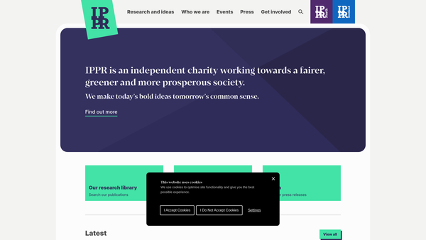 Screenshot of the Institute For Public Policy Research website