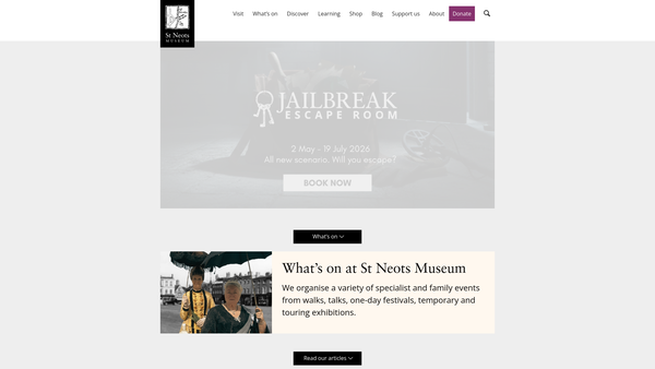 Screenshot of the St Neots Museum Limited website