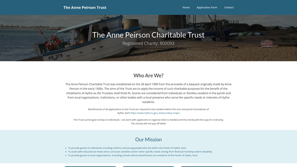 Screenshot of the Anne Peirson Charitable Trust website
