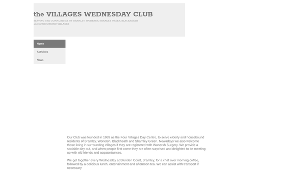 Screenshot of the The Four Villages' Day Centre website