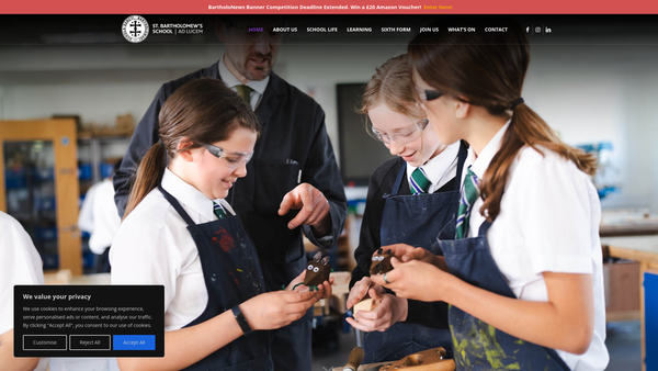 Screenshot of the The St Bartholomew's School Trust website
