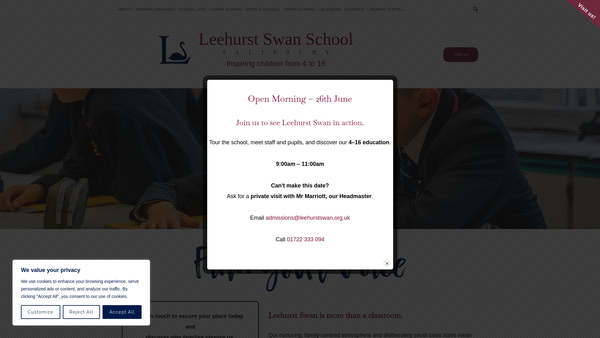 Screenshot of the Leehurst Swan Limited website