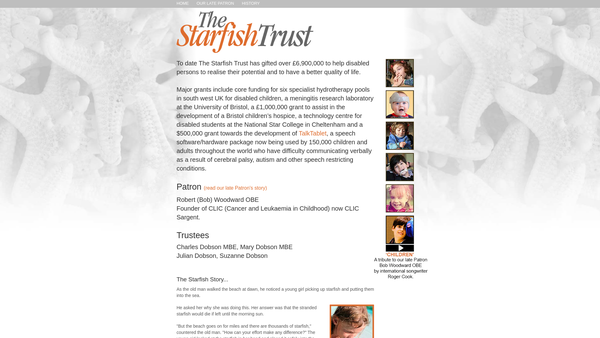 Screenshot of the The Starfish Trust website