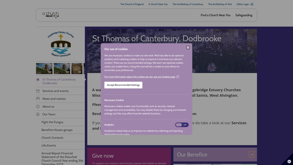 Screenshot of the St Thomas Of Canterbury, Dodbrooke Parish Church website