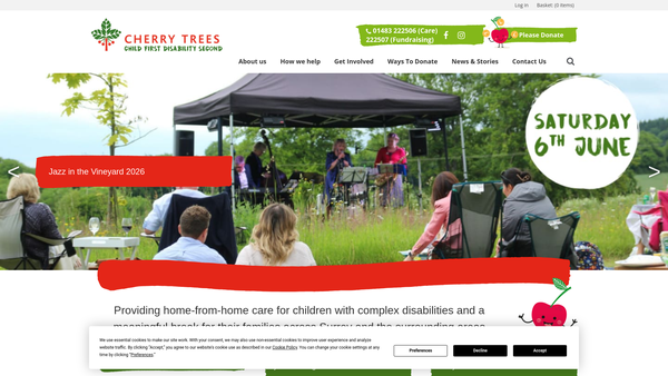 Screenshot of the Cherry Trees website