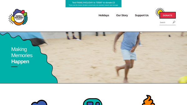 Screenshot of the Family Holiday Charity website