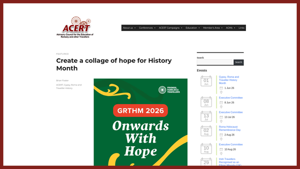 Screenshot of the Advisory Council For The Education Of Romany And Other Travellers website