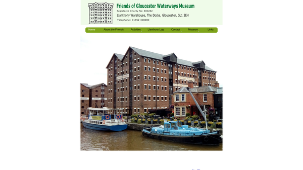 Screenshot of the Friends Of The Gloucester Waterways Museum website