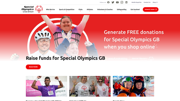 Screenshot of the Special Olympics Great Britain website