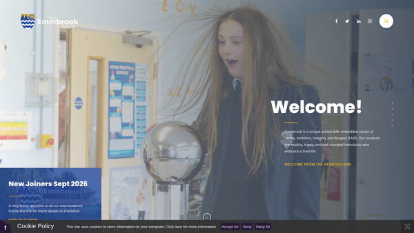 Screenshot of the Emmbrook School Parent Teachers Association website