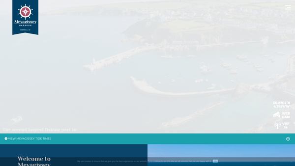 Screenshot of the Mevagissey Piers And Harbour website