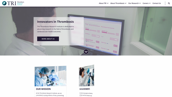 Screenshot of the The Thrombosis Research Institute website