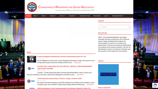 Screenshot of the Commonwealth Magistrates' And Judges' Association website