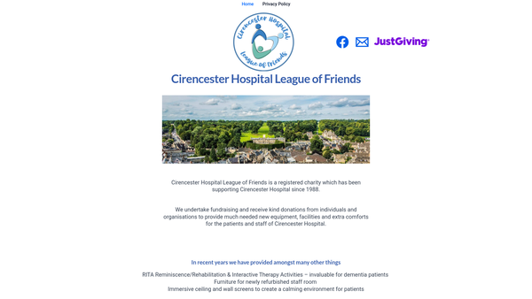 Screenshot of the Cirencester Hospital League Of Friends website