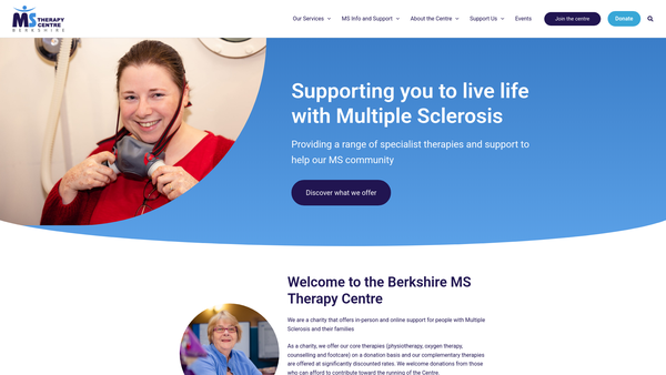 Screenshot of the The Berkshire Multiple Sclerosis Therapy Centre Limited website