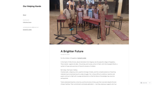 Screenshot of the Our Helping Hands website
