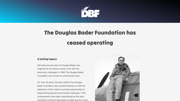 Screenshot of the The Douglas Bader Foundation website
