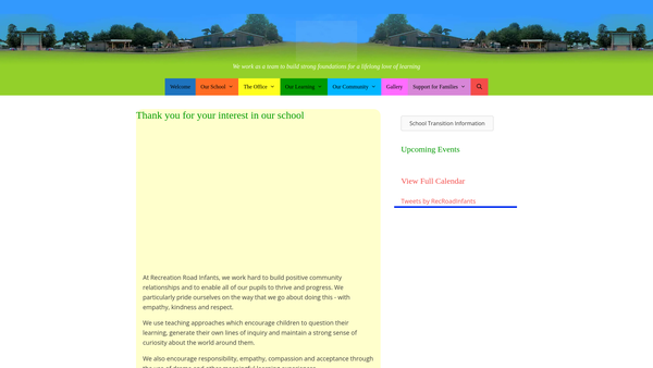 Screenshot of the Recreation Road Parent Teacher Association website