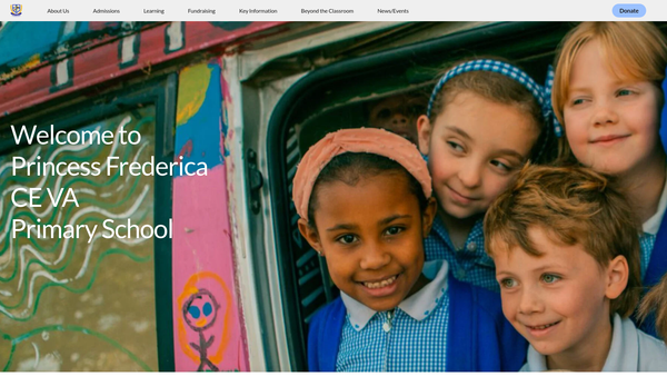 Screenshot of the Princess Frederica School Parent Staff Association website