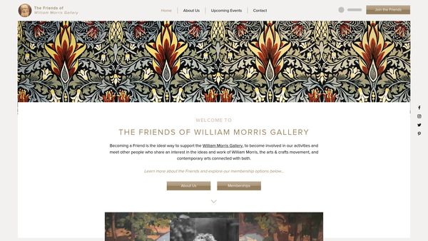 Screenshot of the Friends Of The William Morris Gallery website