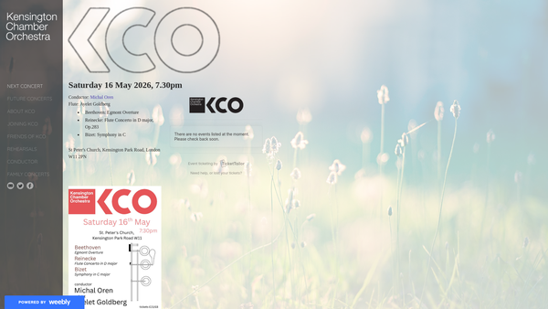 Screenshot of the The Kensington Chamber Orchestra website