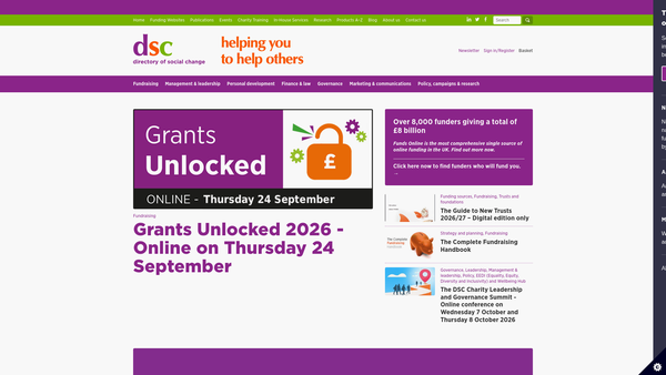 Screenshot of the The Directory Of Social Change website
