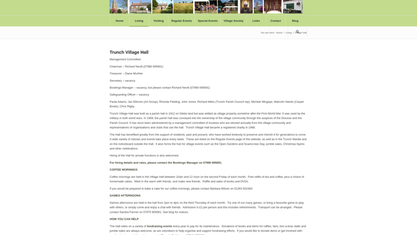 Screenshot of the Trunch Village Hall website