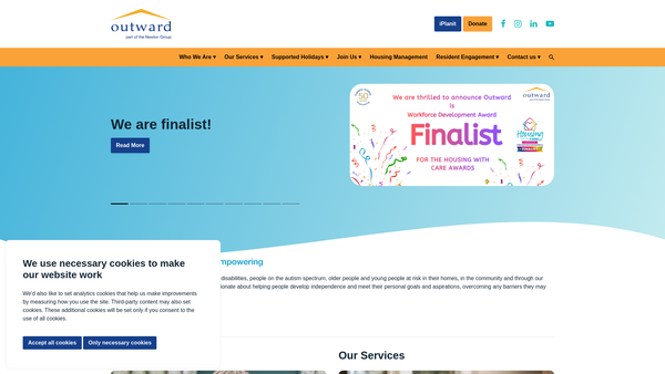 Screenshot of the Outward Housing website