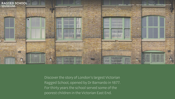 Screenshot of the Ragged School Museum Trust website