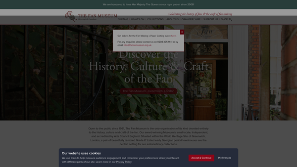 Screenshot of the Friends Of The Fan Museum website
