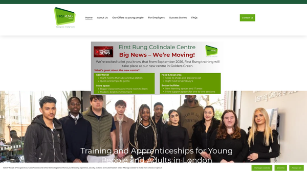 Screenshot of the First Rung Ltd website