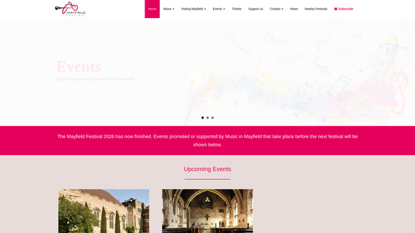 Screenshot of the Friends Of Music In Mayfield website