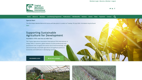 Screenshot of the Tropical Agriculture Association International website