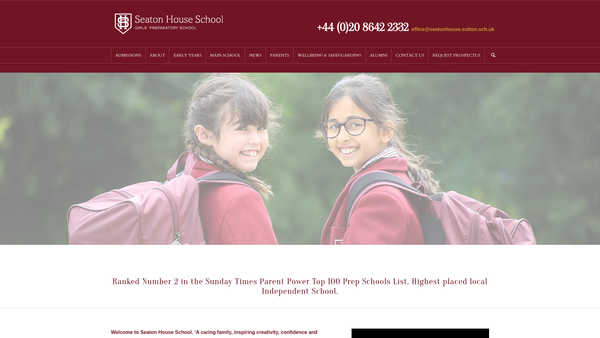 Screenshot of the Seaton House School Limited website