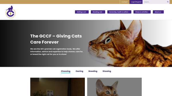 Screenshot of the Cat Welfare Trust website