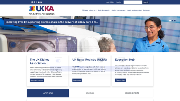Screenshot of the The Renal Association website
