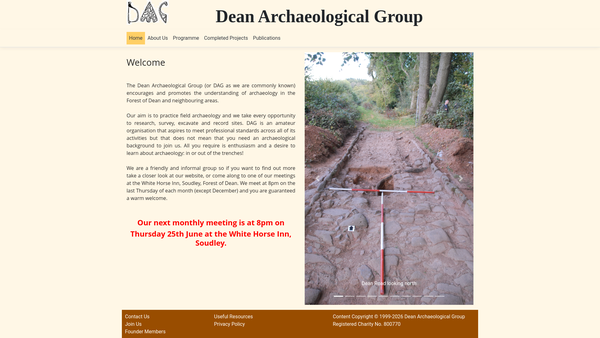 Screenshot of the Dean Archaeological Group website