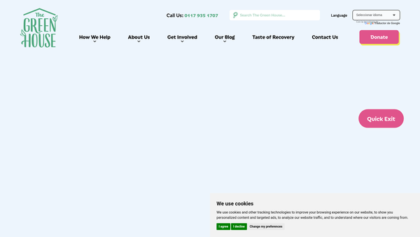 Screenshot of the The Green House Bristol website