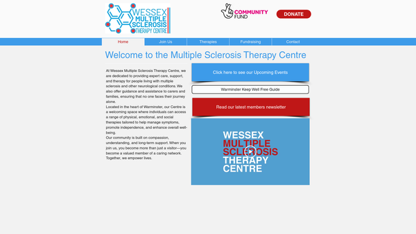 Screenshot of the Multiple Sclerosis Therapy Centre (Wessex) Limited website