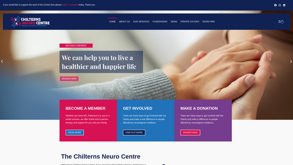 Screenshot of the Chilterns Neuro Centre Ltd website
