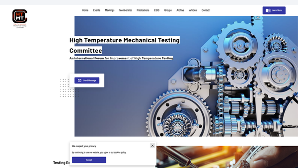 Screenshot of the High Temperature Mechanical Testing Committee website