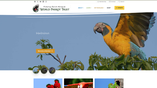 Screenshot of the The World Parrot Trust website