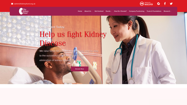 Screenshot of the The Kidney Fund website