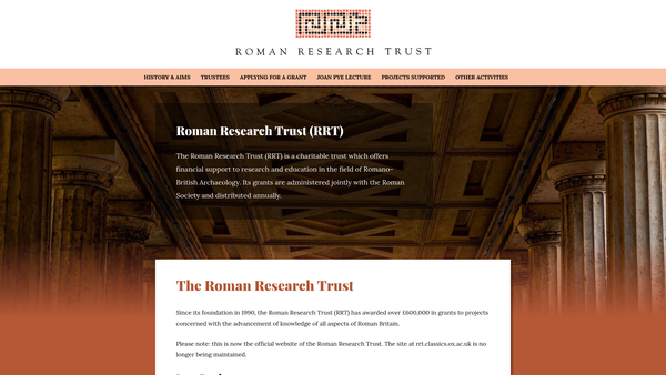 Screenshot of the The Roman Research Trust website